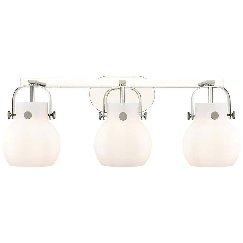 Image 1 Pilaster II Sphere 26.5"W 3 Light Polished Nickel Bath Light w/ White
