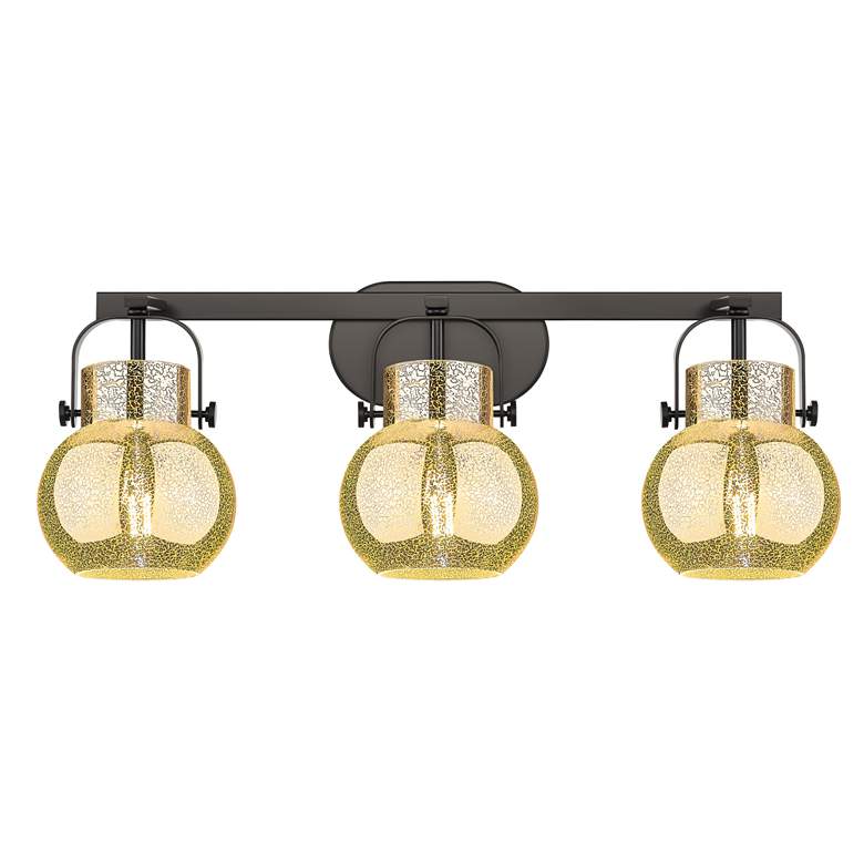 Image 1 Pilaster II Sphere 26.5"W 3 Light Black Bath Light w/ Mercury Shade