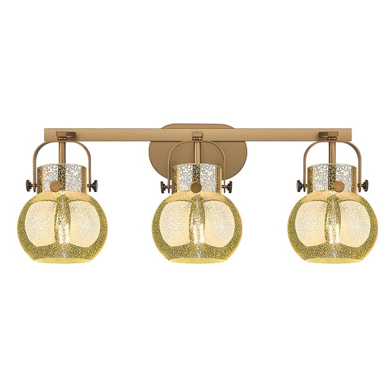 Image 1 Pilaster II Sphere 26.5"W 3 Light Brass Bath Light w/ Mercury Shade