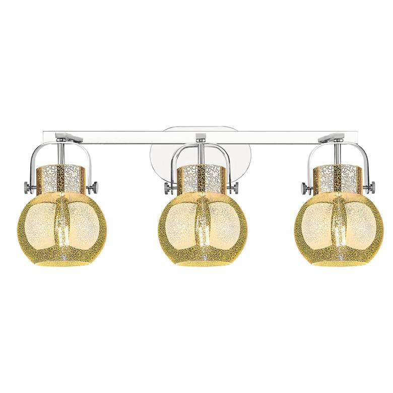 Image 1 Pilaster II Sphere 26.5"W 3 Light Chrome Bath Light w/ Mercury Shade