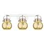 Pilaster II Sphere 26.5"W 3 Light Chrome Bath Light w/ Mercury Shade