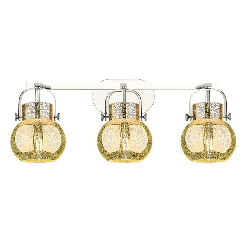 Image 1 Pilaster II Sphere 26.5"W 3 Light Nickel Bath Light w/ Mercury Shade