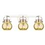 Pilaster II Sphere 26.5"W 3 Light Nickel Bath Light w/ Mercury Shade