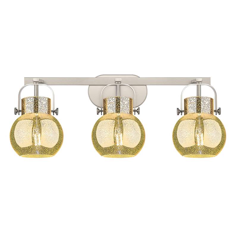 Image 1 Pilaster II Sphere 26.5"W 3 Light Satin Bath Light w/ Mercury Shade