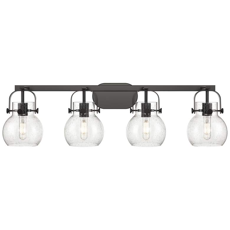 Image 1 Pilaster II Sphere 36.5" Wide 4 Light Matte Black Bath Light w/ Seedy
