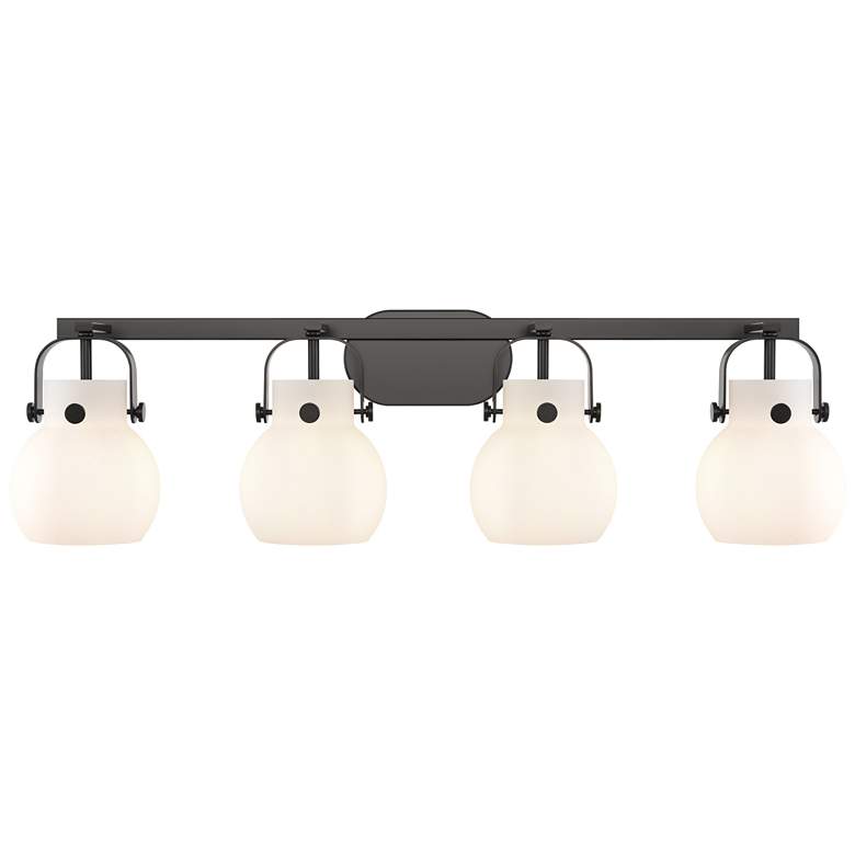 Image 1 Pilaster II Sphere 36.5" Wide 4 Light Matte Black Bath Light w/ White