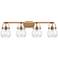 Pilaster II Sphere 36.5"W 4 Light Brushed Brass Bath Light w/ Clear Sh
