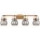 Pilaster II Sphere 36.5"W 4 Light Brushed Brass Bath Light w/ Smoke Sh