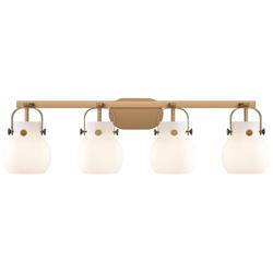 Pilaster II Sphere 36.5"W 4 Light Brushed Brass Bath Light w/ White Sh