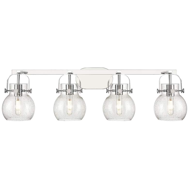 Image 1 Pilaster II Sphere 36.5"W 4 Light Polished Chrome Bath Light w/ Seedy