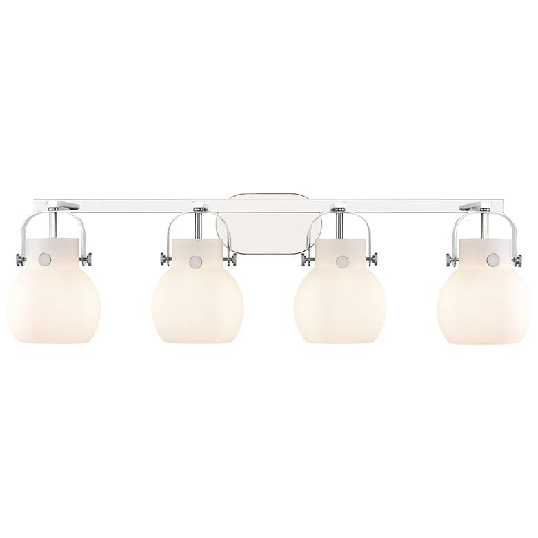 Image 1 Pilaster II Sphere 36.5"W 4 Light Polished Chrome Bath Light w/ White