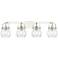 Pilaster II Sphere 36.5"W 4 Light Polished Nickel Bath Light w/ Clear