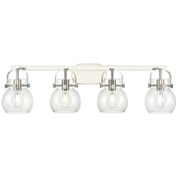Pilaster II Sphere 36.5"W 4 Light Polished Nickel Bath Light w/ Clear