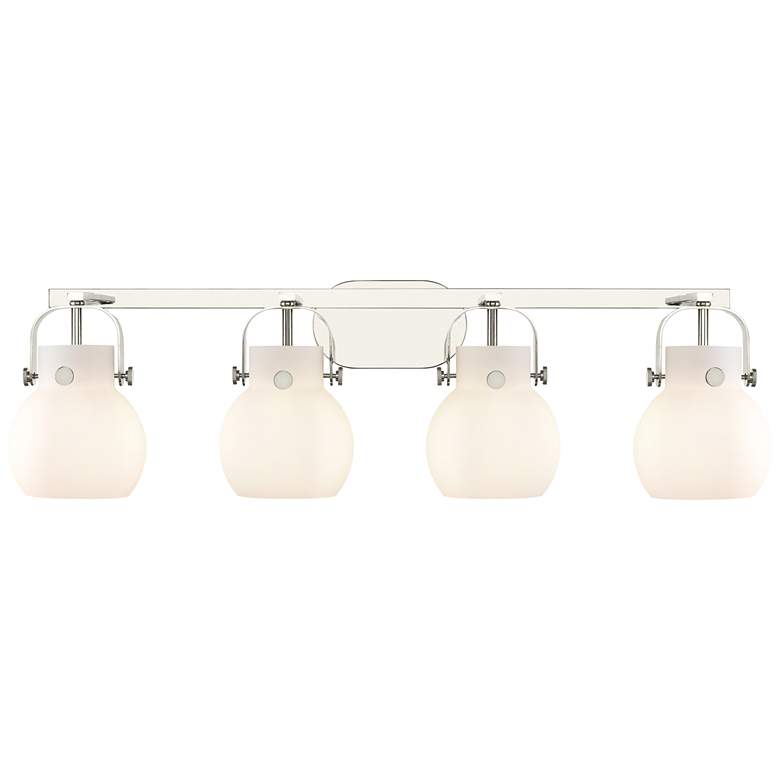 Image 1 Pilaster II Sphere 36.5"W 4 Light Polished Nickel Bath Light w/ White
