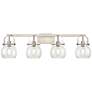 Pilaster II Sphere 36.5"W 4 Light Satin Nickel Bath Light w/ Clear Sha