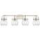 Pilaster II Sphere 36.5"W 4 Light Satin Nickel Bath Light w/ Clear Sha