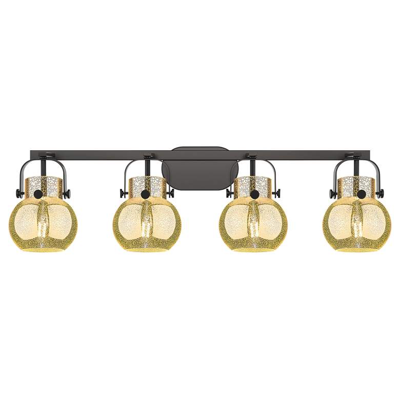 Image 1 Pilaster II Sphere 36.5"W 4 Light Black Bath Light w/ Mercury Shade
