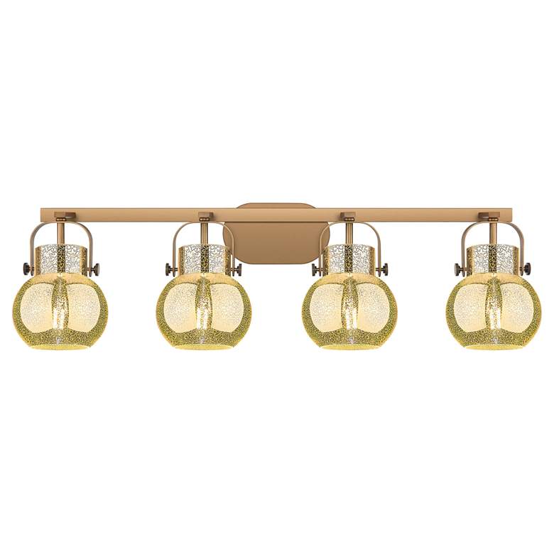 Image 1 Pilaster II Sphere 36.5"W 4 Light Brass Bath Light w/ Mercury Shade