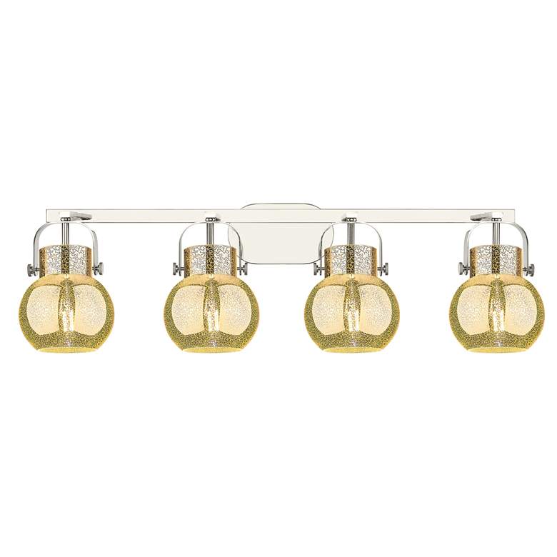 Image 1 Pilaster II Sphere 36.5"W 4 Light Nickel Bath Light w/ Mercury Shade