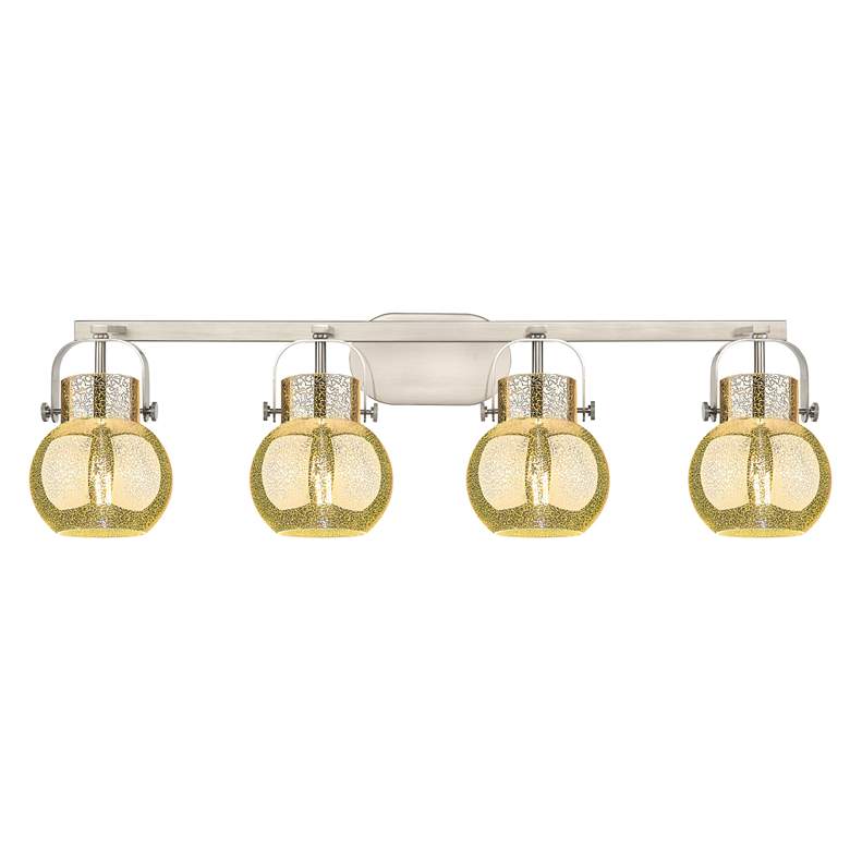 Image 1 Pilaster II Sphere 36.5"W 4 Light Satin Bath Light w/ Mercury Shade