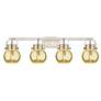 Pilaster II Sphere 36.5"W 4 Light Satin Bath Light w/ Mercury Shade