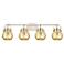 Pilaster II Sphere 36.5"W 4 Light Satin Bath Light w/ Mercury Shade