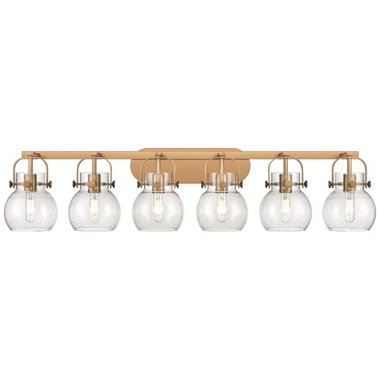 Image 1 Pilaster II Sphere 45.5" W 6 Light Brushed Brass Bath Light w/ Seedy S