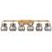 Pilaster II Sphere 45.5" W 6 Light Brushed Brass Bath Light w/ Smoke S