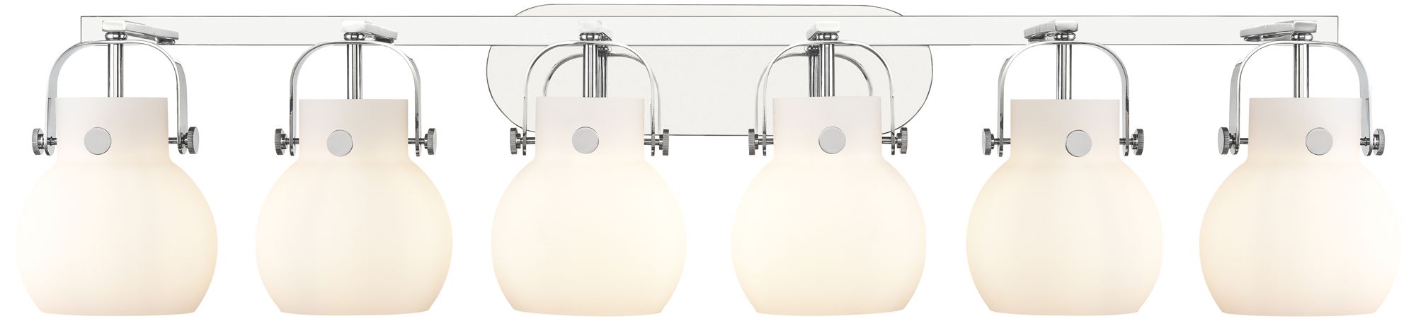 Pilaster II Sphere 45.5" Wide 6 Light Chrome Bath Light w/ White Shade