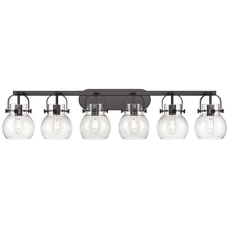 Image 1 Pilaster II Sphere 45.5" Wide 6 Light Matte Black Bath Light w/ Seedy