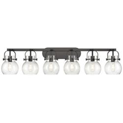 Pilaster II Sphere 45.5" Wide 6 Light Matte Black Bath Light w/ Seedy