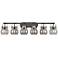 Pilaster II Sphere 45.5" Wide 6 Light Matte Black Bath Light w/ Smoke