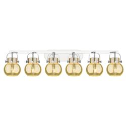 Pilaster II Sphere 45.5"W 6 Light Chrome Bath Light w/ Mercury Shade