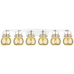 Pilaster II Sphere 46"W 6 Light Nickel Wall Bath Light w/ Mercury Shade