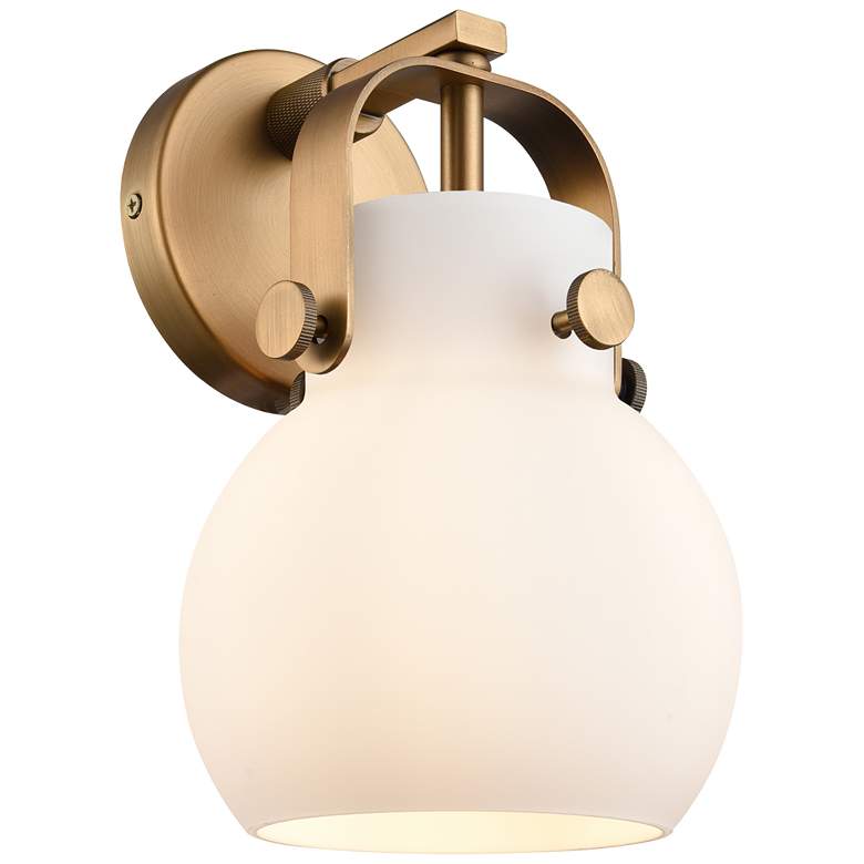 Image 1 Pilaster II Sphere 9.75" High Brushed Brass Sconce With Matte White Sh