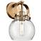 Pilaster II Sphere 9.75" High Brushed Brass Sconce With Seedy Shade