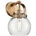 Pilaster II Sphere 9.75" High Brushed Brass Sconce With Seedy Shade