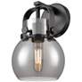 1_Pilaster II Sphere 9.75" High Matte Black Sconce With Smoke Shade