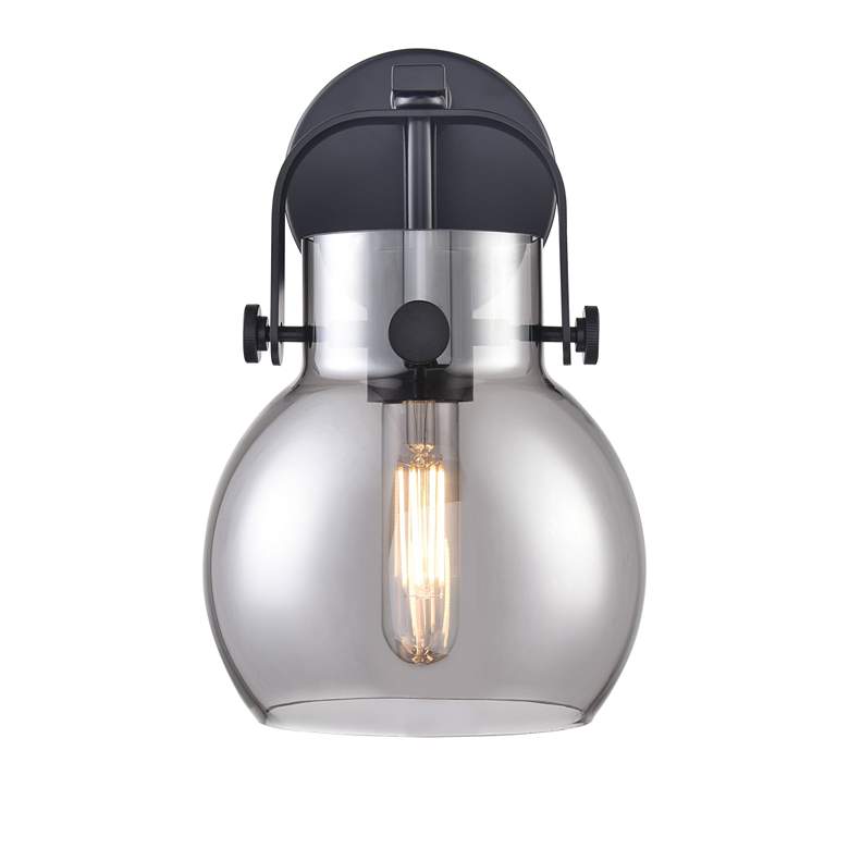 Image 2 Pilaster II Sphere 9.75" High Matte Black Sconce With Smoke Shade more views