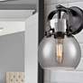 3_Pilaster II Sphere 9.75" High Matte Black Sconce With Smoke Shade more views
