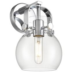 Pilaster II Sphere 9.75&quot; High Polished Chrome Sconce With Clear Shade