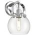 Pilaster II Sphere 9.75" High Polished Chrome Sconce With Clear Shade
