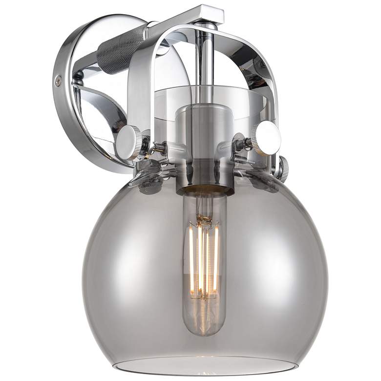 Image 1 Pilaster II Sphere 9.75" High Polished Chrome Sconce With Smoke Shade