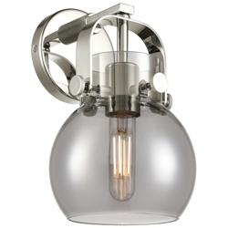 Pilaster II Sphere 9.75" High Polished Nickel Sconce w/ Plated Smoke S