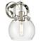 Pilaster II Sphere 9.75" High Polished Nickel Sconce With Clear Glass