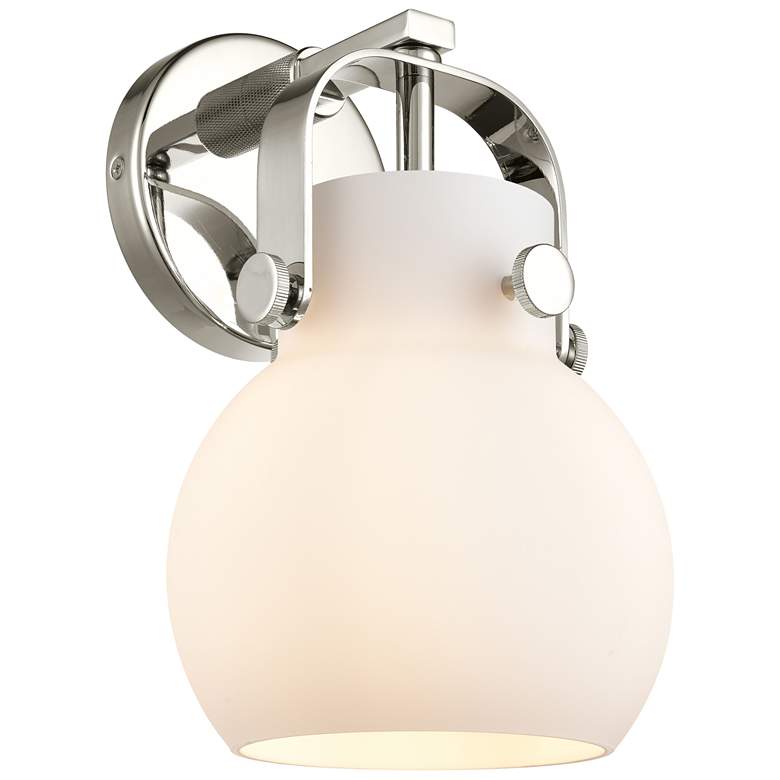 Image 1 Pilaster II Sphere 9.75" High Polished Nickel Sconce With Matte White