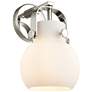 Pilaster II Sphere 9.75" High Polished Nickel Sconce With Matte White
