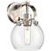 Pilaster II Sphere 9.75" High Satin Nickel Sconce With Clear Shade