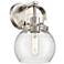Pilaster II Sphere 9.75" High Satin Nickel Sconce With Seedy Shade