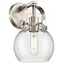 Pilaster II Sphere 9.75" High Satin Nickel Sconce With Seedy Shade